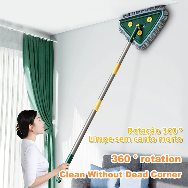 Household Cleaning Tools 360 Rotate Triangle Flat Mop with Stainless Steel Handle Microfiber Cleaning Magic Floor Mop