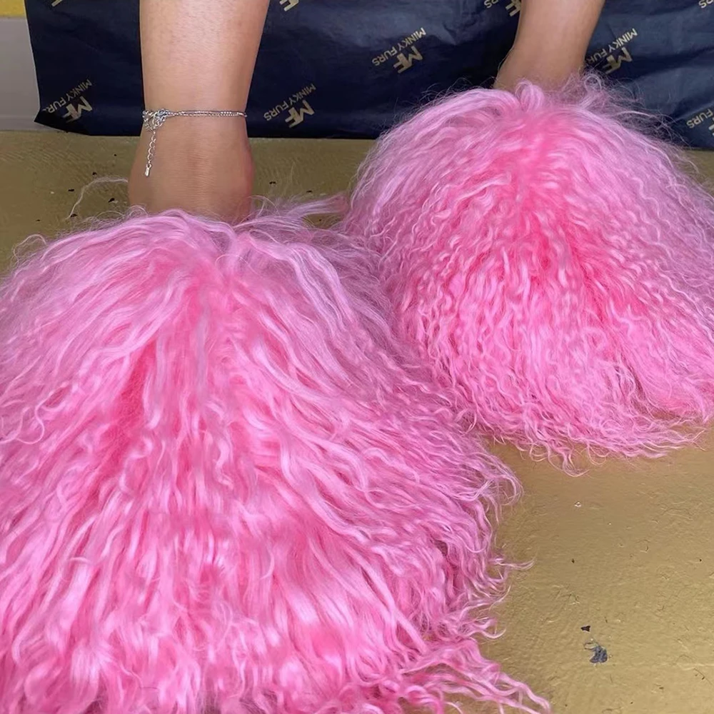 Оптовая продажа поставка с завода женские пушистые монгольские слайды