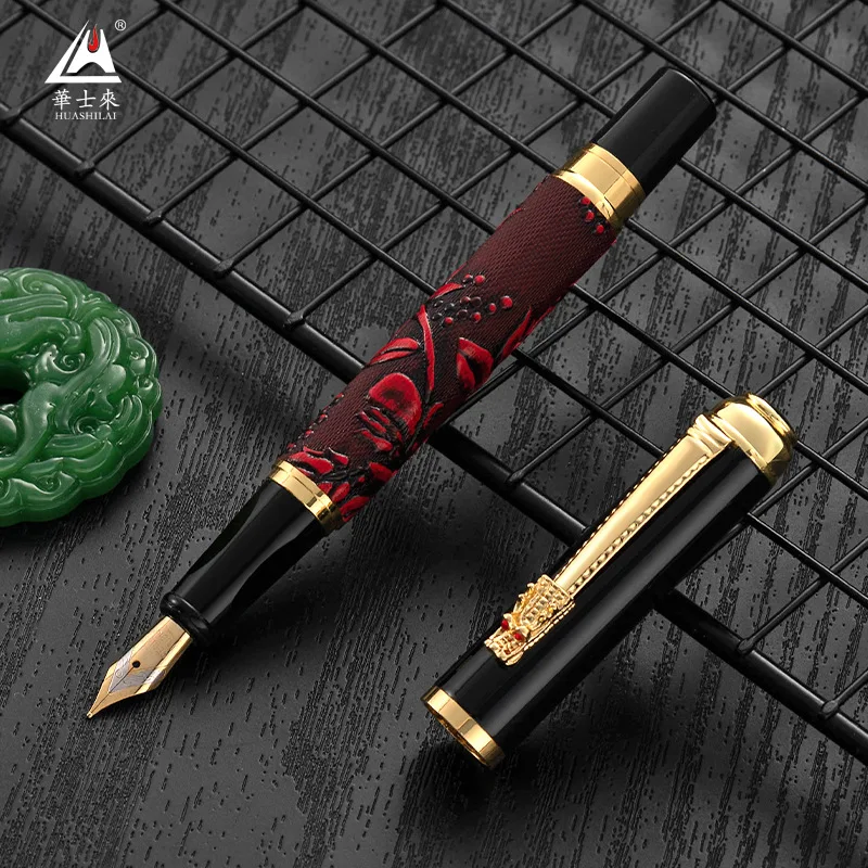 JPS OEM Spot wholesale 26 clear tip metal ink fountain pen business advertising gift leather fountain pen printed LOGO