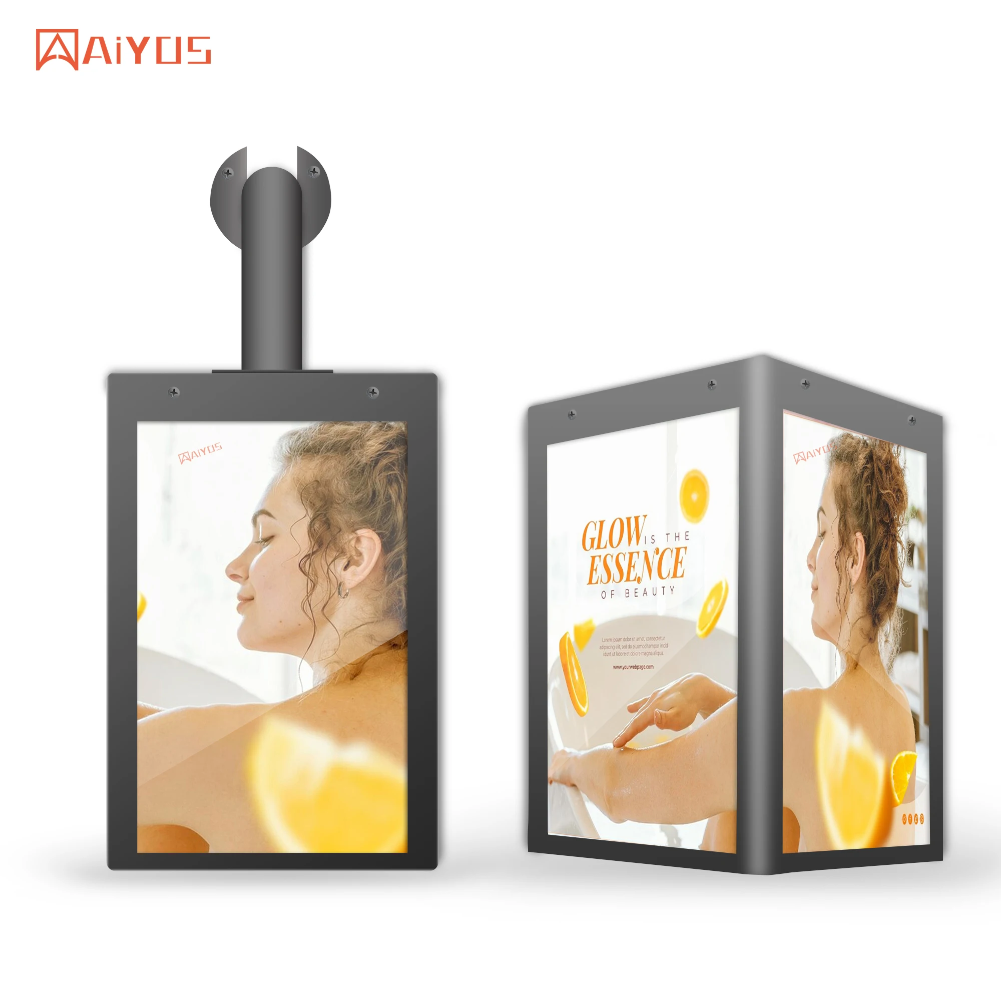 High Brightness 1000nits 4 screens hd indoor outdoor cube digital signage display billboard screen for advertising