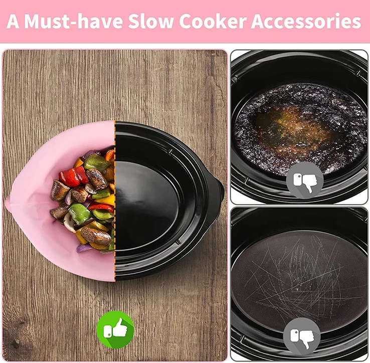 Reusable Silicone Slow Cooker liner Fit 6-8 Quarts Crockpot Leakproof and Easy Clean Bags Liners for Oval or Round Pot