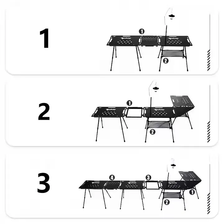 Portable Outdoor Camping Table, Aluminum Lightweight Folding Tables with Carry Bag, Adjustable Height Table