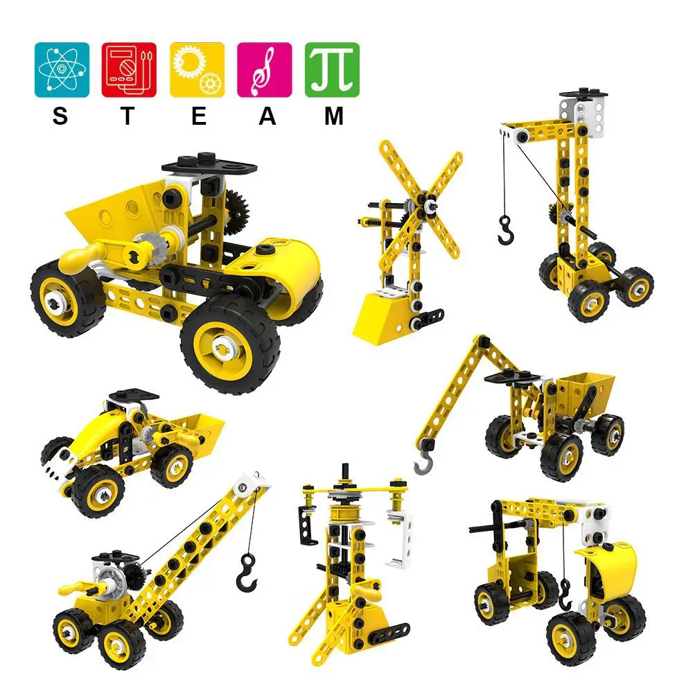 100PCS 8 In 1 Construction City Engineering Truck Toy Kit Educational STEM Screw Assemble DIY Erector Building Set For Kids Boys