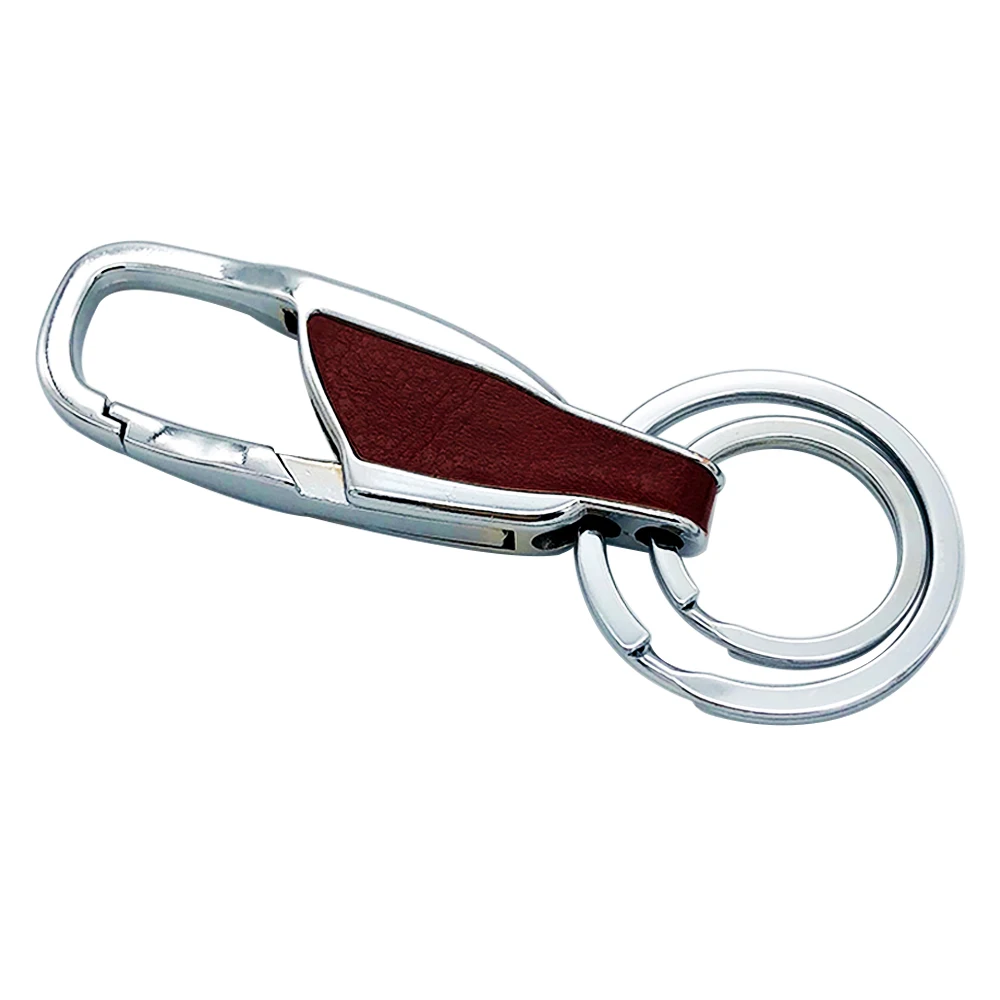 
Nice gift pu leather car keychain with double key rings 