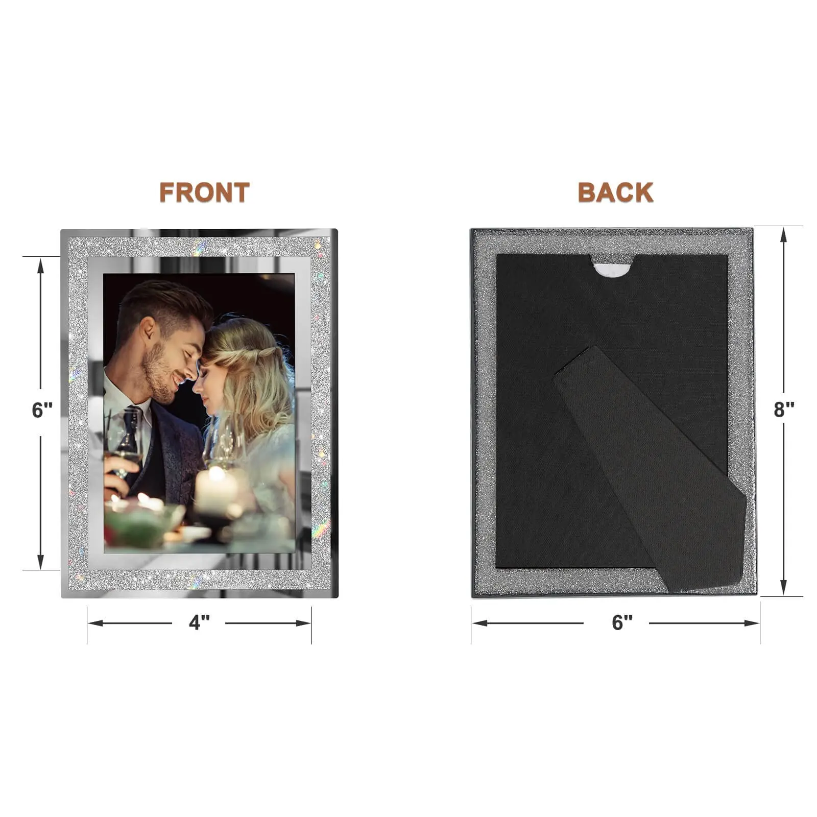 Custom size Glass photo frame simple Glitter powder picture frame glass glass crystal modern table setting