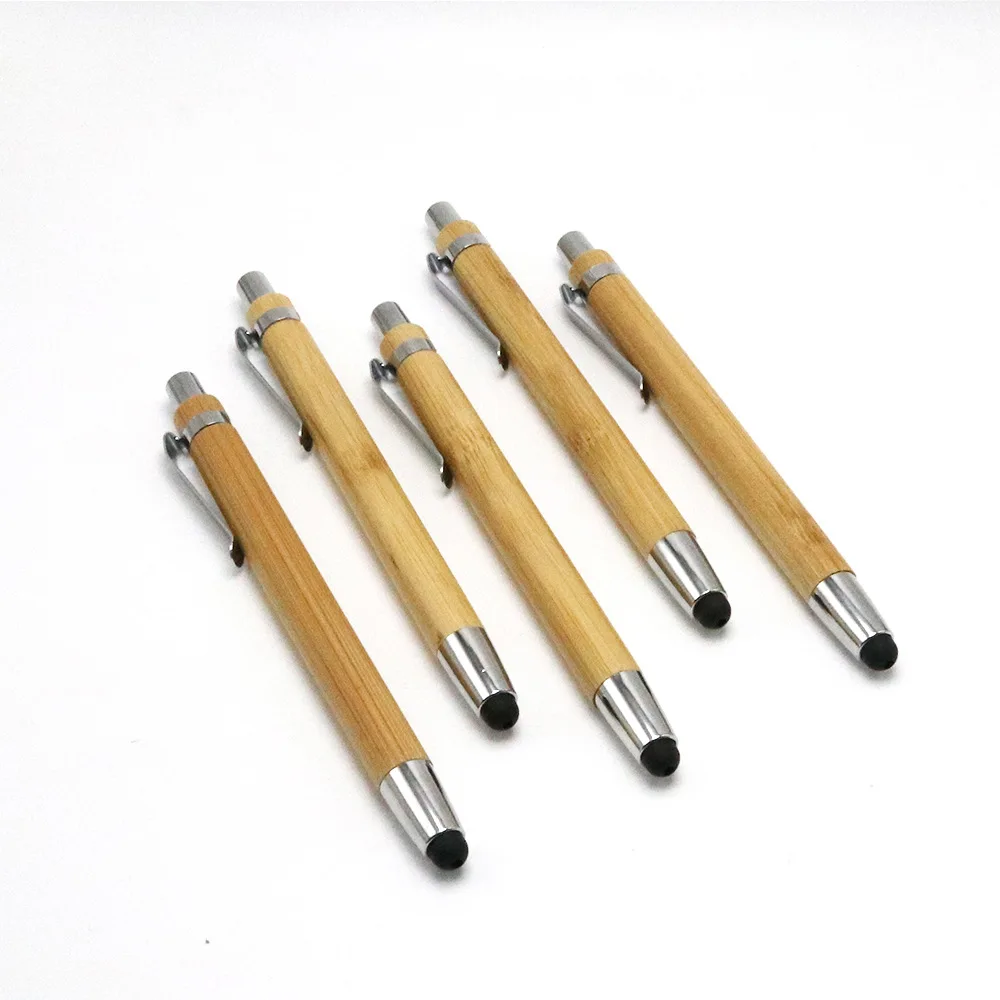 Touch screen bamboo pen office writing stationery gift advertising ballpoint pen laser logo bamboo ballpoint pen