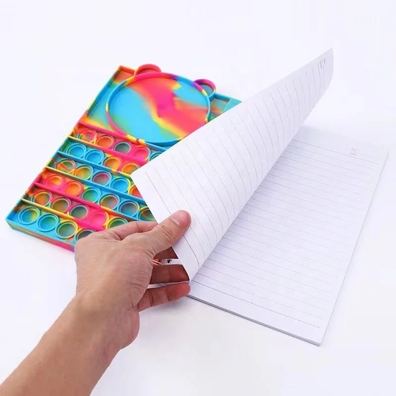 Pop Push Popper Bubble popit A5 size 80sheets Pop Push Popit Fidget Notebook Silicone school notebook shipping Cartoon Bear