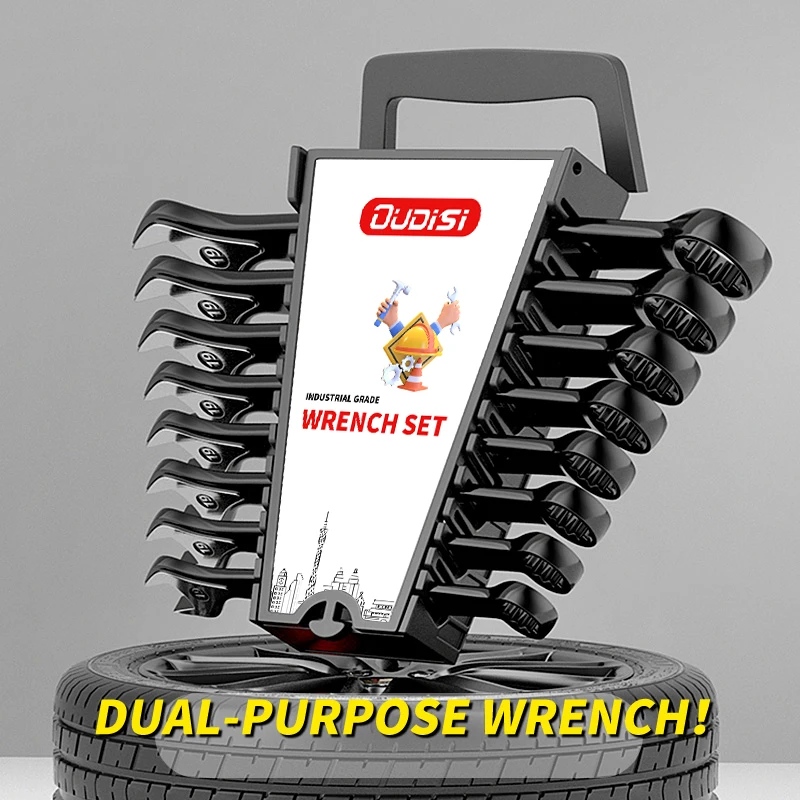Open-ended combination wrench set gear ratchet wrench set dual-purpose wrench auto repair hardware tools