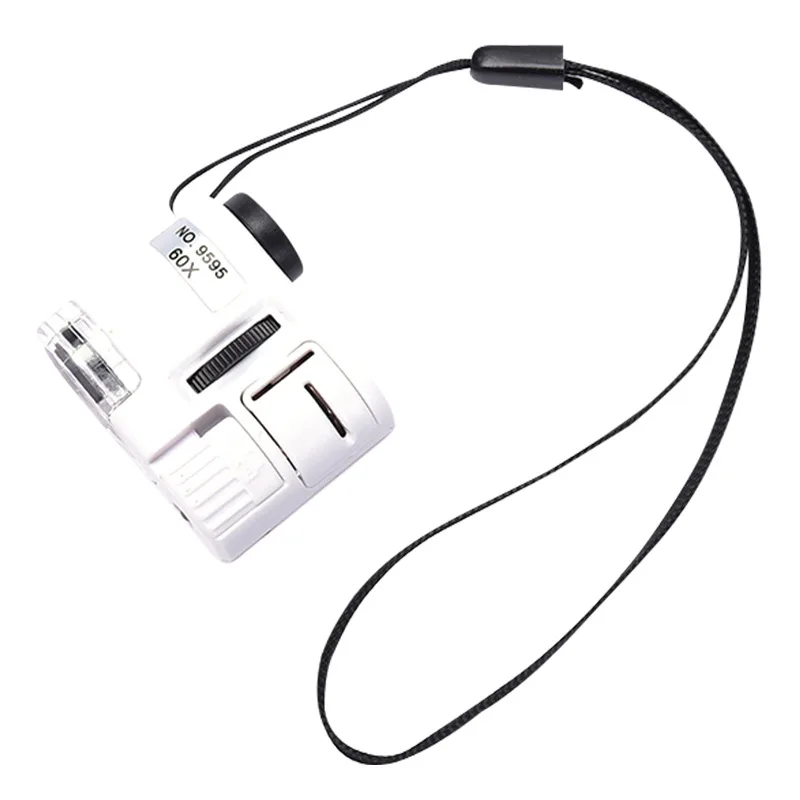 Color box with leather case white microscope, LED light purple light 60x microscope jewelry magnifying glass