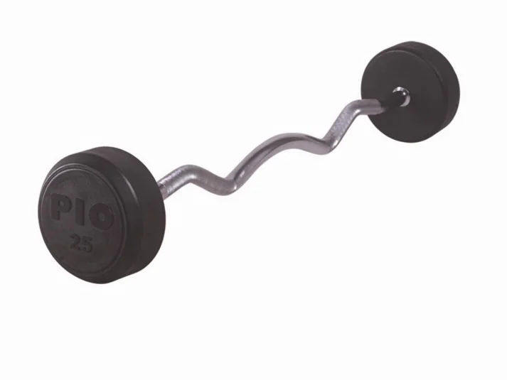 Gym Exercise Equipment Weight Lifting Fixed Curl Rubber Barbell/Straight Rubber Barbell