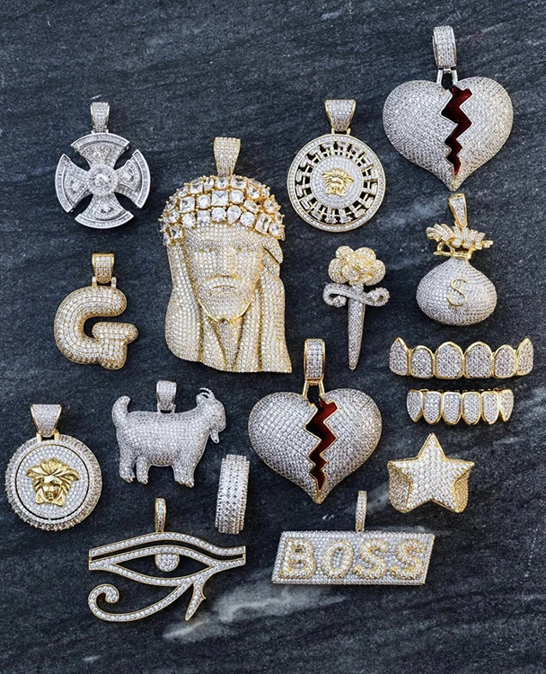 
Custom Logo 925 Silver Handmade 5A CZ diamond iced out bling pendant Mans hiphop Jewelry 