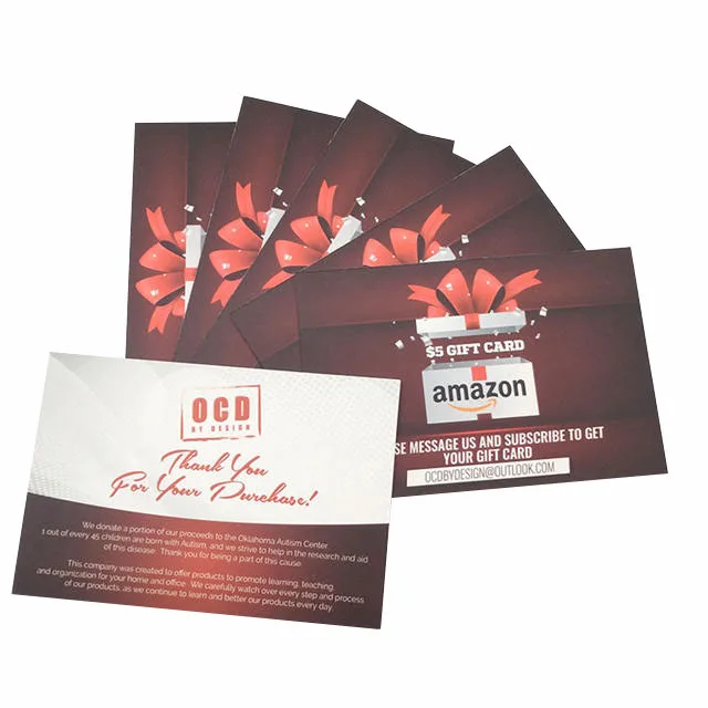 Бумажная открытка с принтом на заказ, открытка с благодарностью для Amazon