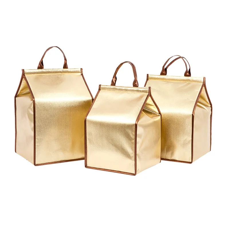 Водонепроницаемый нетканый Золотой охладитель для торта, шоколада, мороженого, изолированный рекламный алюминиевый термоохладитель, лучшая сумка для доставки