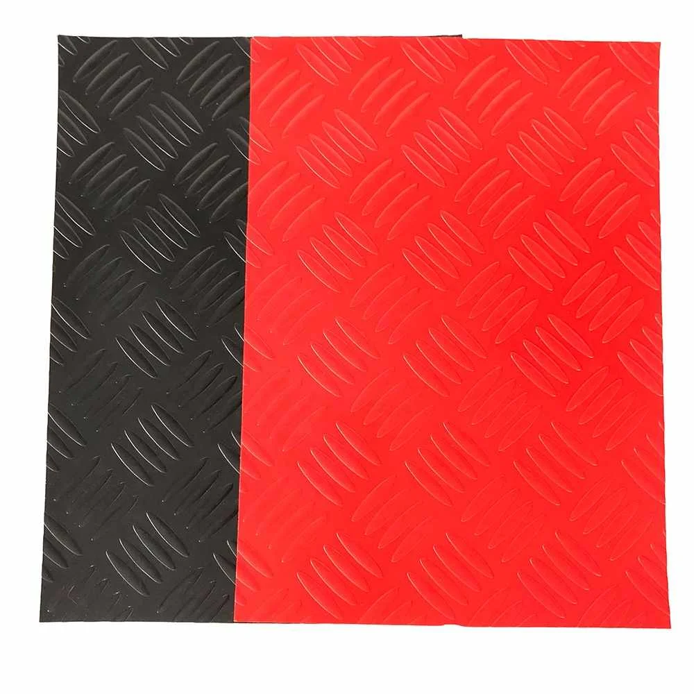 Anti slip Steel Plate Pattern Flooring PVC Car Garage Floor