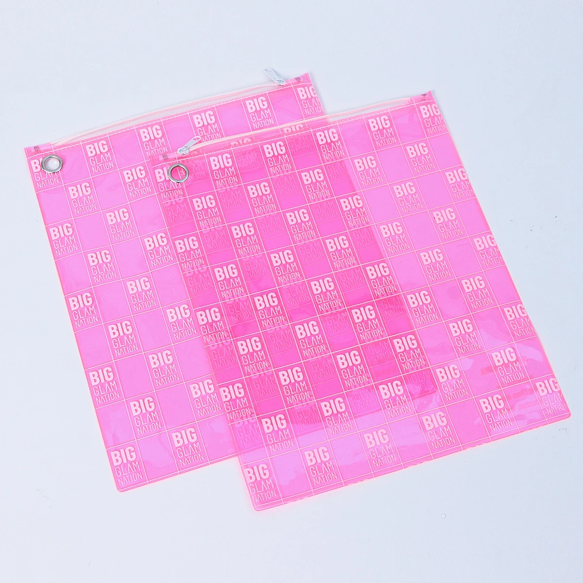 Wholesale Custom Logo Pink PVC Clear Zip Lock Pouches Flat Zipper Bag For Cosmetic/ Hair