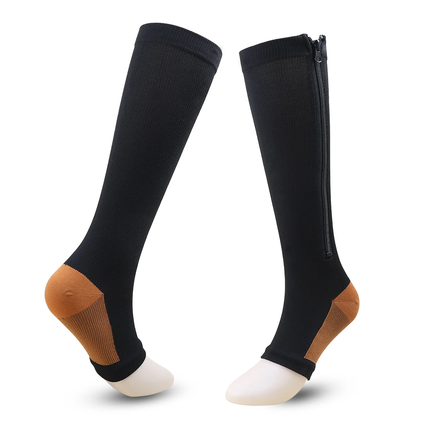 cheap wholesale breathable comfortable copper zipper compression stocking
