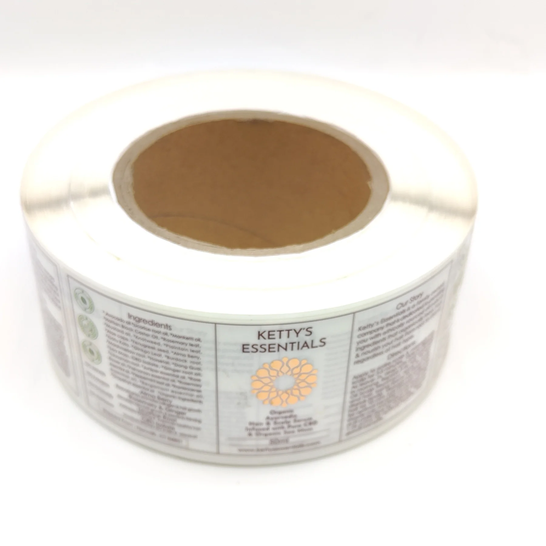 High Quality Custom Printed Waterproof PVC Self Adhesive Round packaging Hair Oil Bottle Labels sticker Printing on A Roll