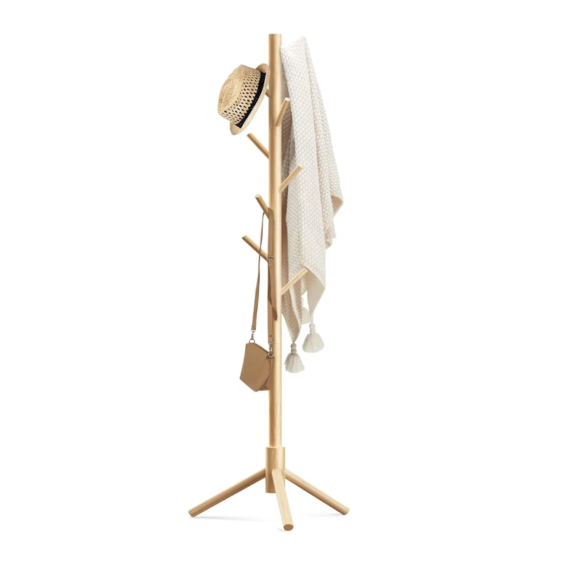 Factory Price Portable Natural Color Tree Shaped Wooden Coat Hanger Rack,Hanger Rack for Clothes