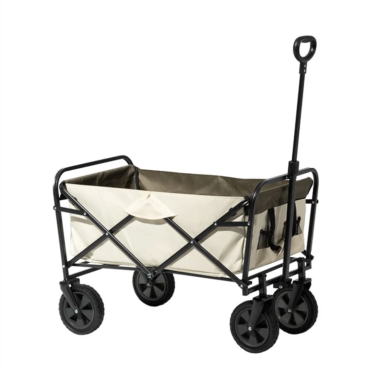 Factory Folding Collapsible Outdoor Wagon Garden Cart Foldable Cart with Wheels Iron 600D/PU Solid Color 53x21x76cm 75x52x21cm