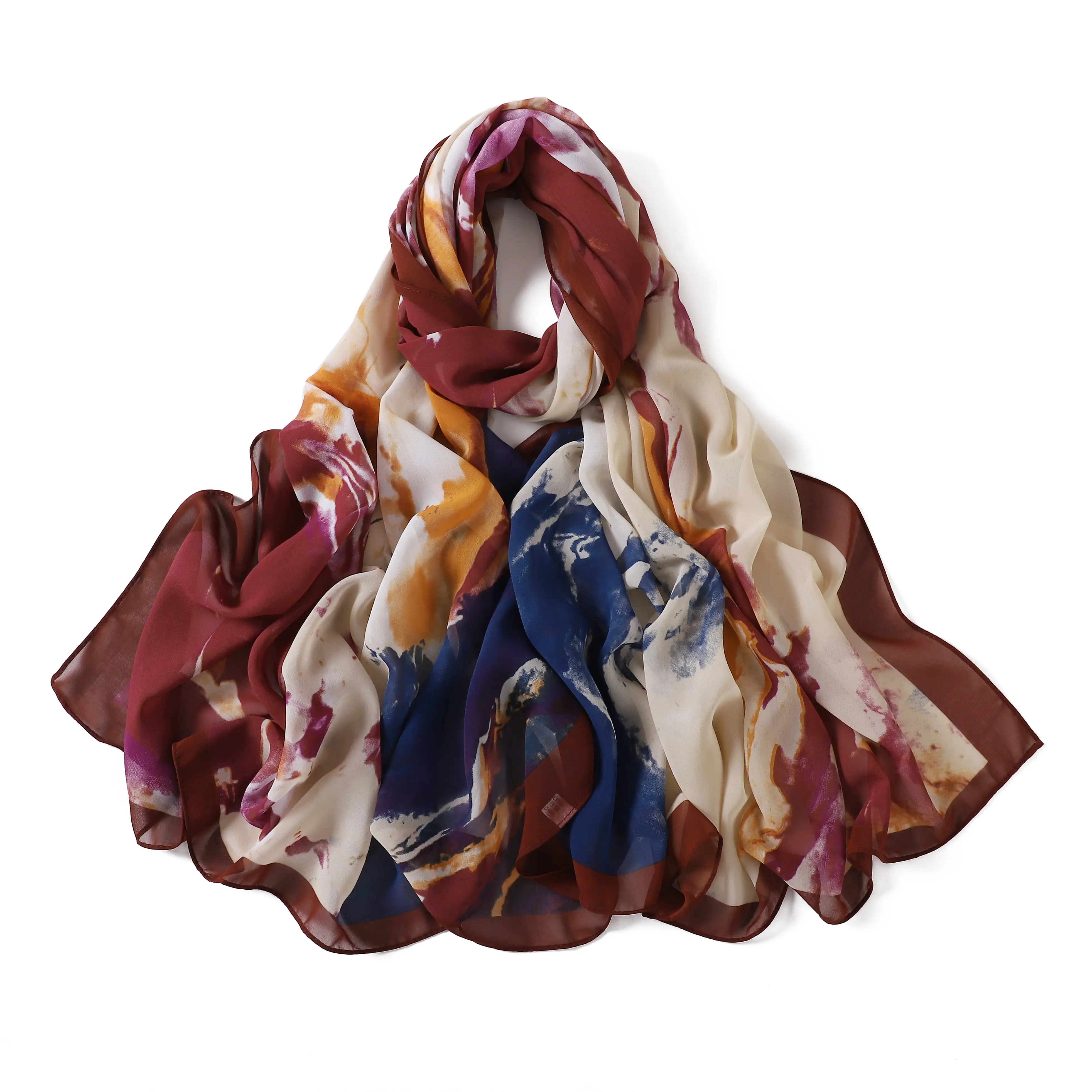 Malaysia Lady Custom Printed Tudung Chiffon Dubai Muslim Women Good Quality Islamic Summer Shawls Hijab Scarf