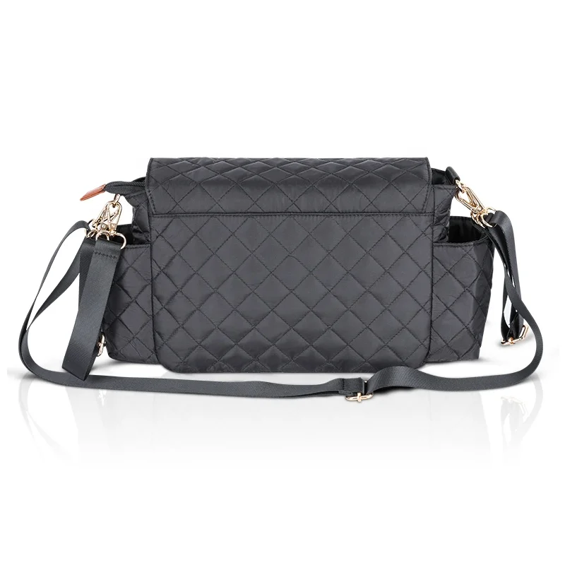 Custom Large Capacity Waterproof Travel Stroller Hanging Diaper Bag Quilted Baby Stroller Organizer with Cup Holder