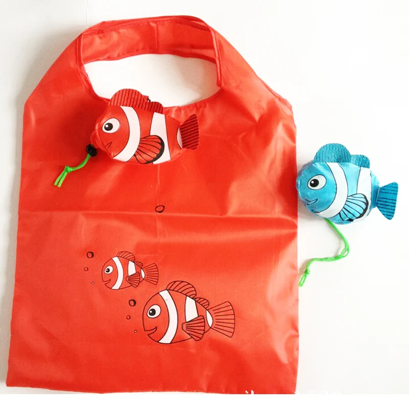 Recyclable Mic Tropical Fish Foldable Eco Reusable Shopping Bags Animal Cheap Tote Bag
