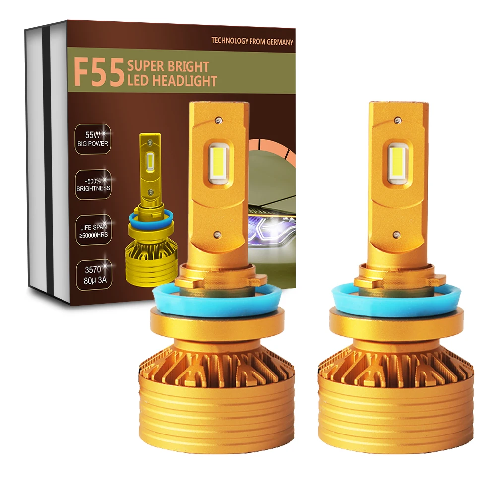 F55 Новый 12 В 55 Вт 6000 лм 3570 K 9004 чип H1 H3 H4 H7 H11 H13 9005 9006 9007 9012 Автомобильные светодиодные лампы для фар