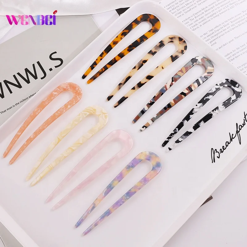 11.7CM Elegant Temperament U-shaped Hairpin Women Daily Simple Modern Wild Acetate Hairpin Hair Accessories