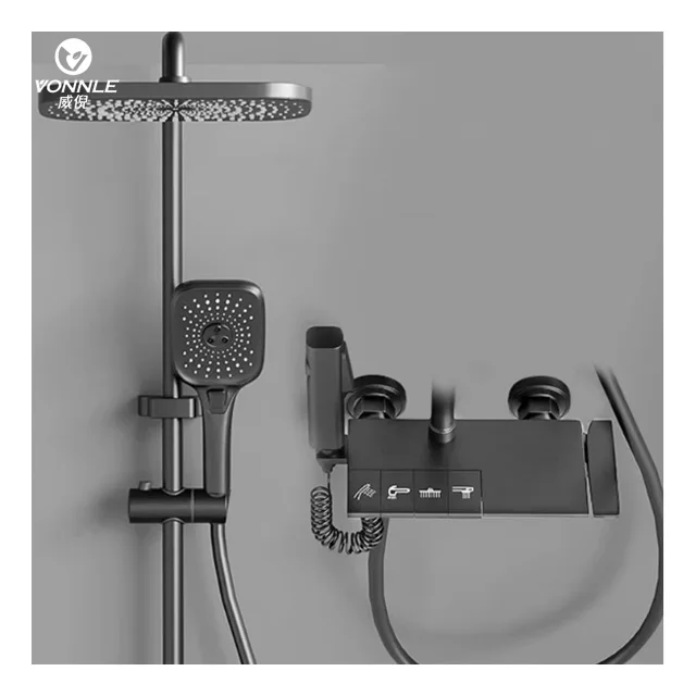 Wall Mounted Digital atmosphere light piano Digital Display Bathroom LED hand shower shower bathroom bathroom shower set