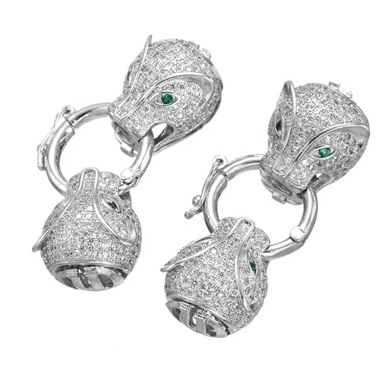 custom zircon dragon head jewelry green gemstone lobster 14k gold clasp pearl bead bracelet sterling silver necklace clasps