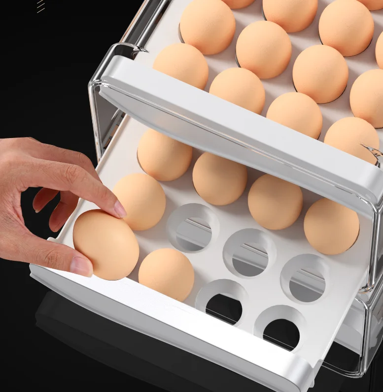 Double Layer Egg Container for Refrigerator Egg Holder for Refrigerator Egg Organizer Storage Box Tray for Household