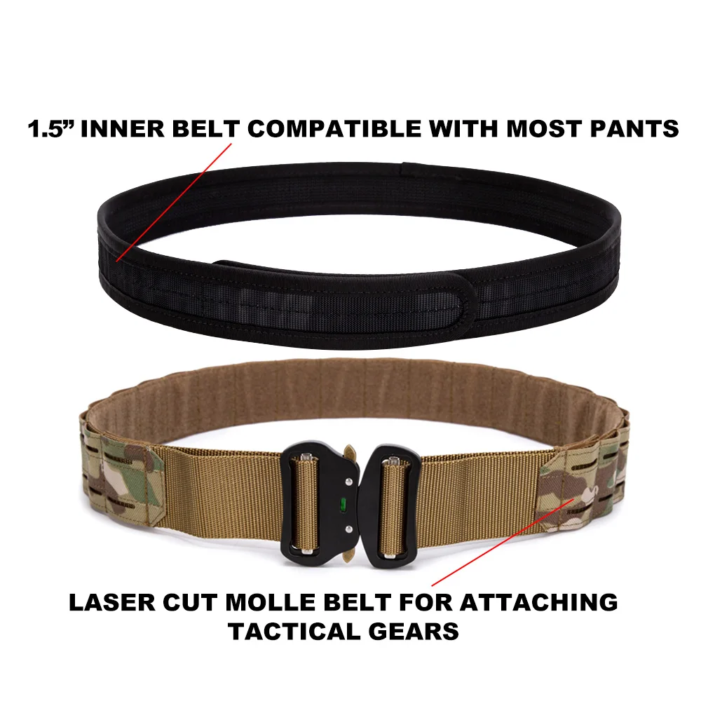 GAF Outdoor Training Durable Laser Cut Molle War Nylon Belt Tactical Belt For Men