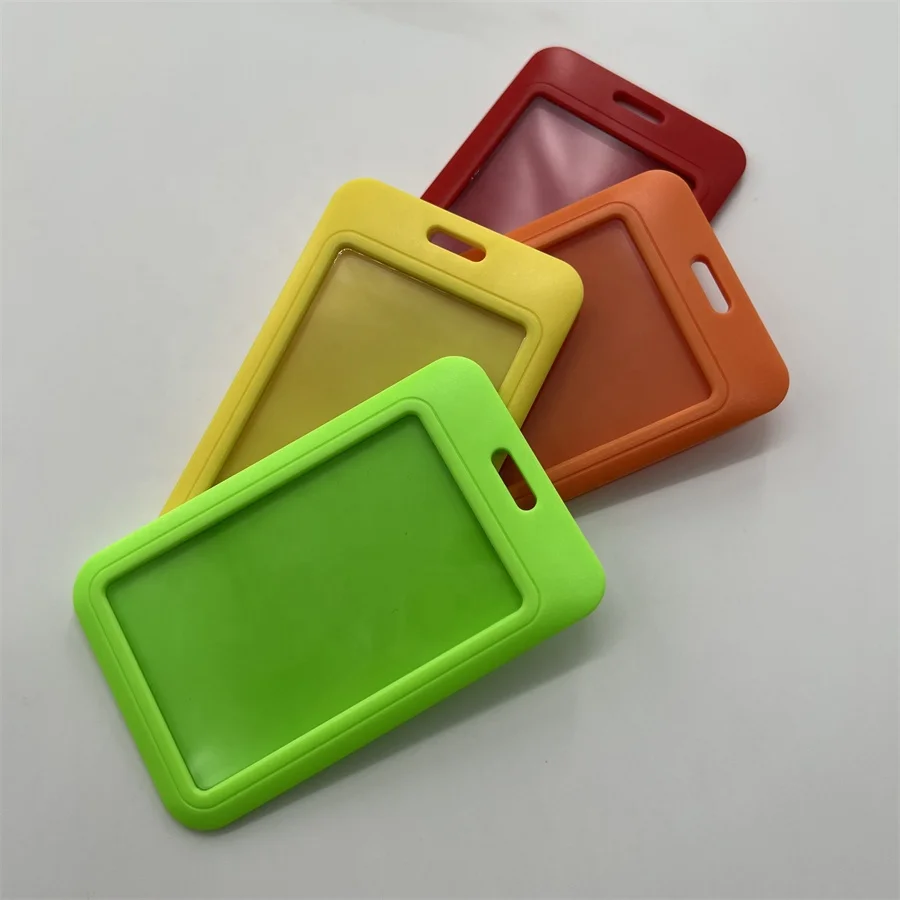 Fashion creative ABS vertical shape slide cover id card holder can be customized logo lanyard with id card holder