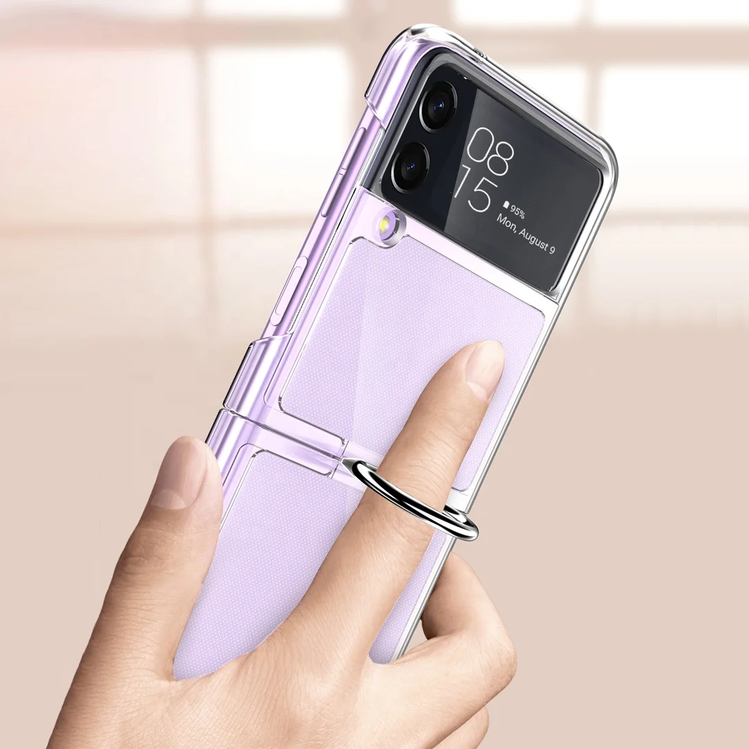 Green Black Clear Galaxy z flip3 phonecase Matte Smooth Holder Flip phone case cover For Samsung Z Flip 3 shockproof phone case