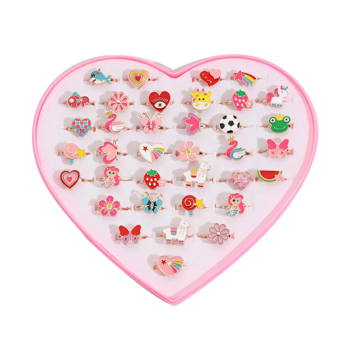 Carton Girls Cute Kid Sweet Toy Jewelry Diamond Crystal Princess Rings for Children