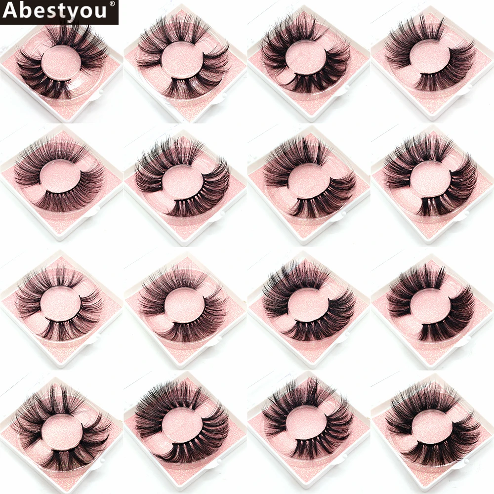 Abestyou dropshipping ready to ship 1pair Mink Lashes with box Natural false Eyelashes Makeup False Lashes In Bulk