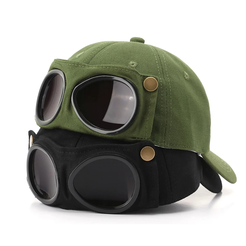 Wholesale custom fashion pilot hat glasses sunglasses sun hat baseball cap