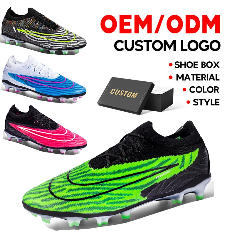 OEM Custom Design China Green Field Competition Football Firm Ground Cleats White Indoor Fg Soccer Boots Football Shoes