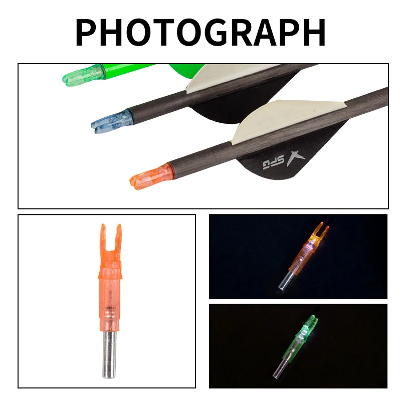 SPG Archery Lighted Arrow Nock 6.2 mm LED Button Compound Recurve Bow Bowstrings Carbon Shaft Hunting Shooting Accessories