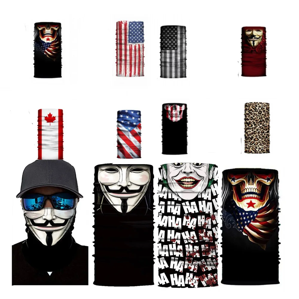 
 Бесшовная Шейная бандана из 100% полиэстера, головной шарф, бандана с американским флагом, шейный Гетр для спорта, мотоцикла  