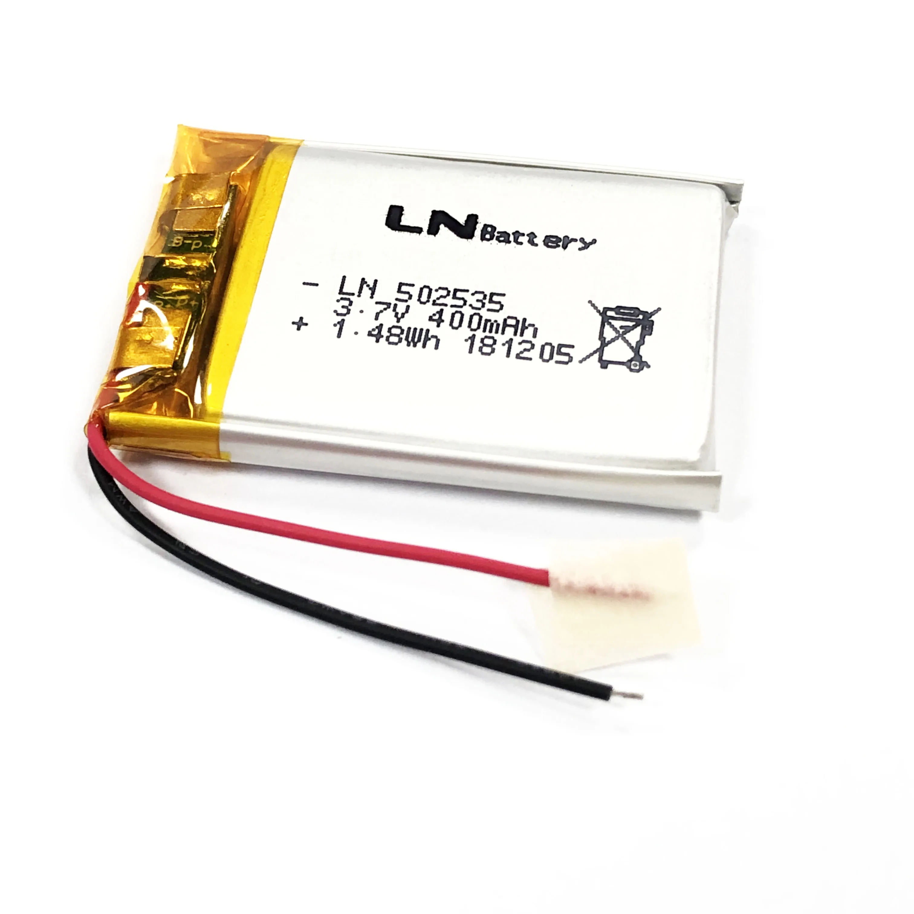 Iec62133 Certified Rechargeable Polymer Li Ion Cell Flat Battery 502535 802035 With 400Mah 3.7V Lipo Battery