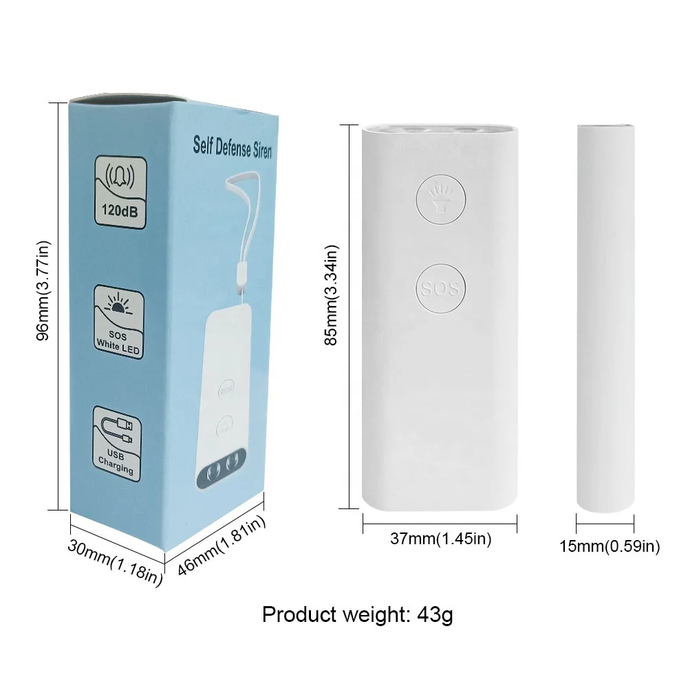 130db Siren  Rechargeable Alarm System Smart GPS Tracker LED Flashlight Personal Safety Alarm with SOS Button