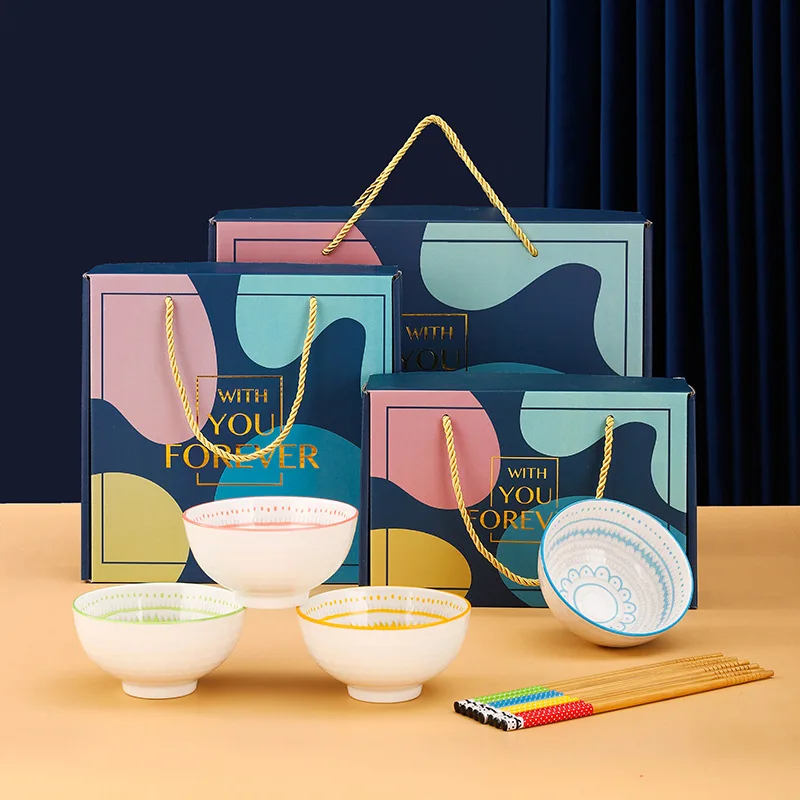 Wholesale Ceramic Salad Bowls Custom Noodle Rice Bol Ceramic Ramen Bowl Set