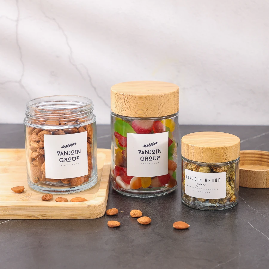 120ml 250ml 360ml Glass Bottle Food Container Kitchen Storage Bottles Glass Spice Jars With Bamboo Lid
