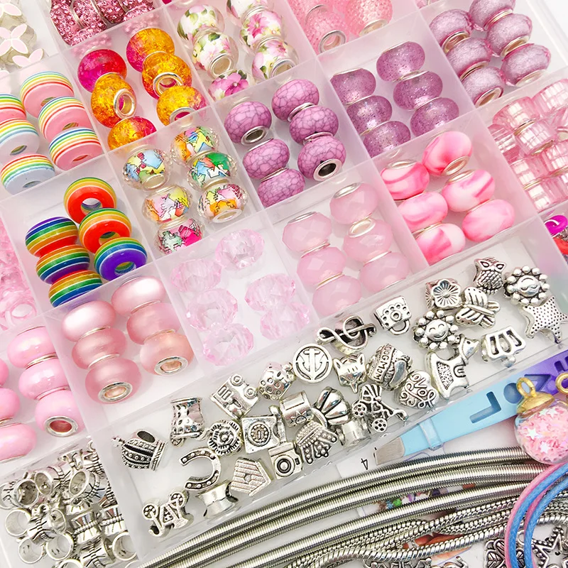 Manna 302PCS Colors Resin Beads Pendants Jewelry Making Kit Handmade Spacer Beads DIY Bracelet Making Kit For Girls