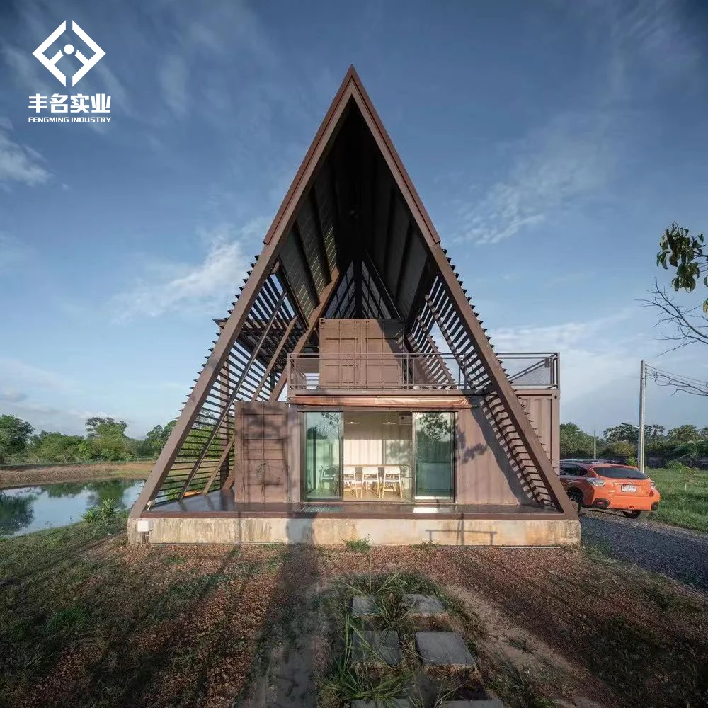 Modern Luxury prefab kit building resort Triangle A Frame  wood House