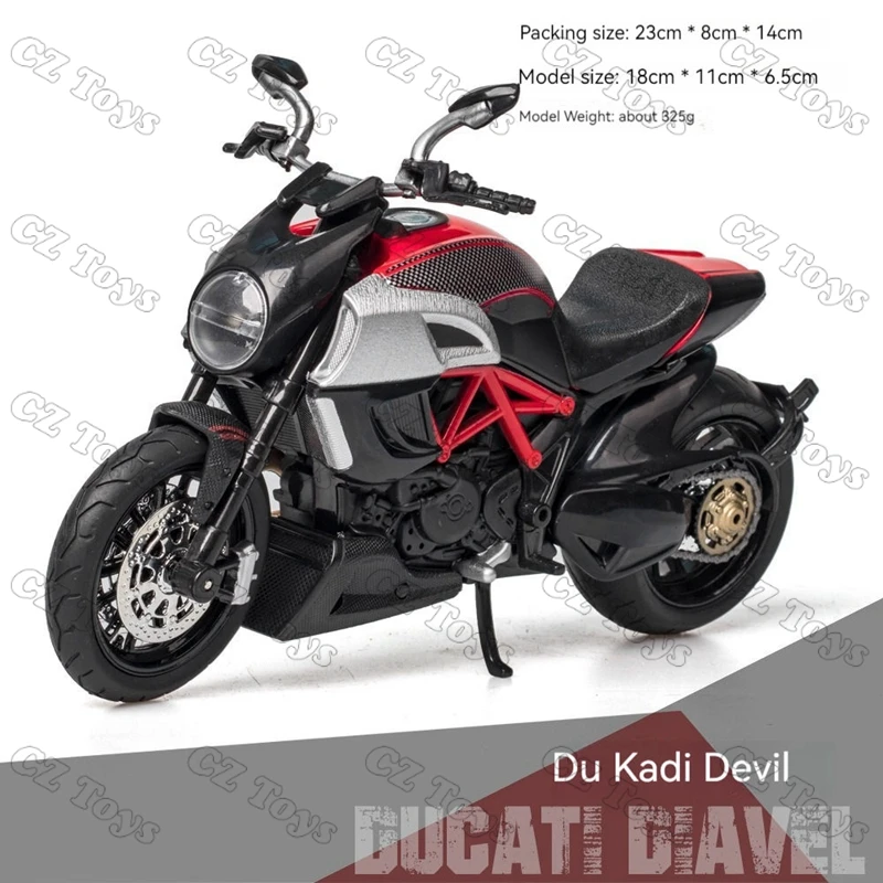Diecast 1:12 Ducati Kawasaki Ninja H2R with sound and light front-wheel steering ornament Metal model motorcycle alloy model