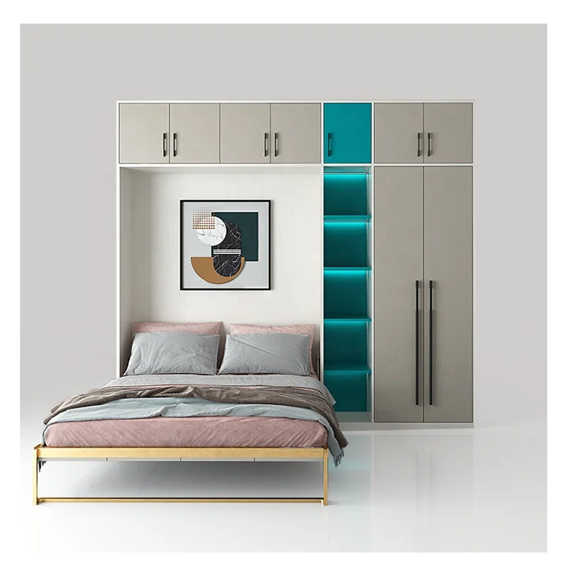 Silver solid wood multi-layer panel multi-functional home bed vertical combination wall bed single wall bed