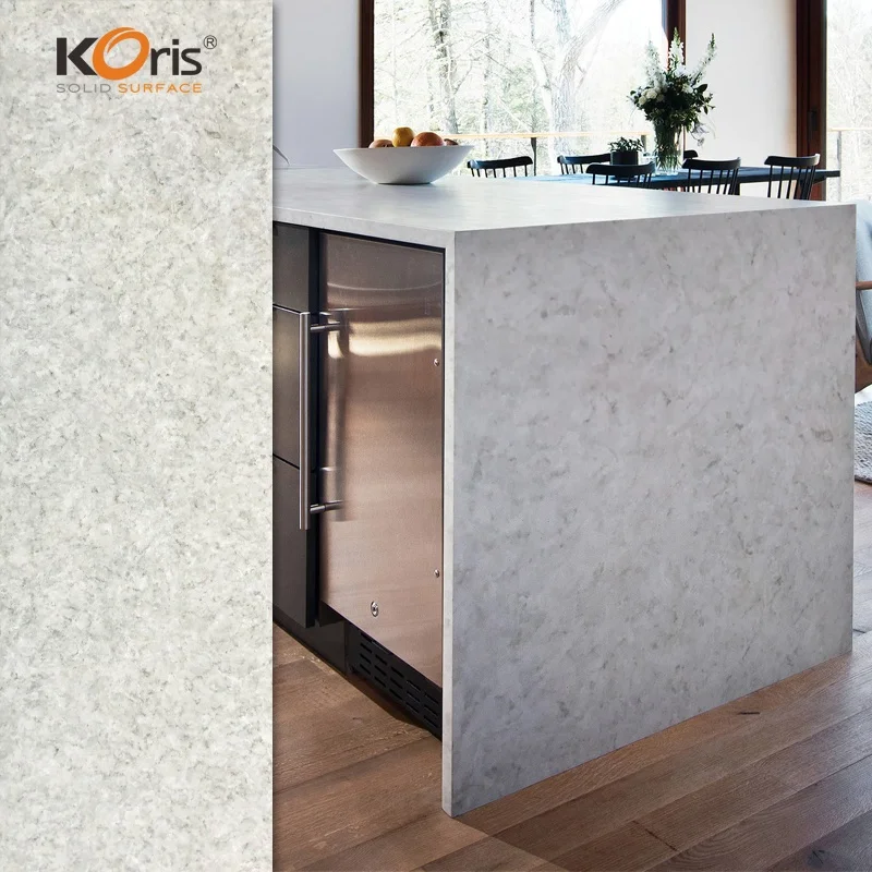 Koris popular artificial marble modified acrylic stone sheets 12mm kitchen islands