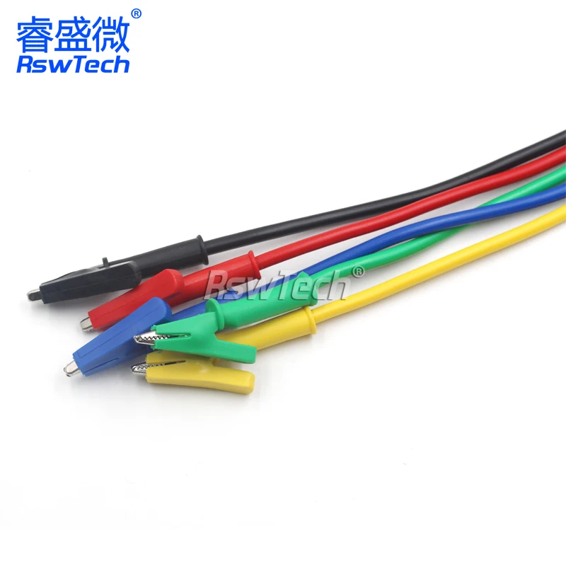 Double-ended alligator clamp wire Silicone wire withstand voltage 1500 current 10A length 1 m green (1 piece) Alligator Clips